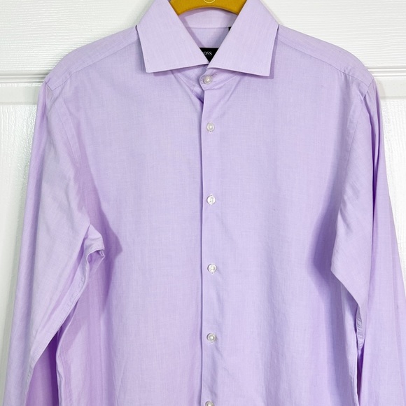 Hugo Boss Sharp Fit Lavender Long Sleeve Button Down Shirt Size 15 - Picture 2 of 10